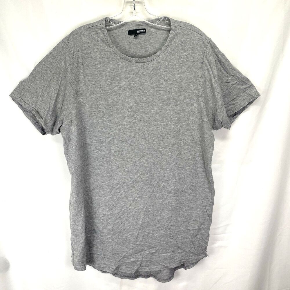 Elwood T Shirt Men’s L Gray Curve Hem Drop Cut Cotton Knit Crewneck Tee